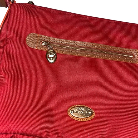 Coach Legacy Red Nylon Crossbody Bag purse Leather Gold Hardware y2k vintage - Picture 7 of 8